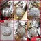 Farmhouse Ball Ornaments (Set of 6, Gold/Silver); Distressed Metal Glass Ball Vintage Style Christmas Decorations